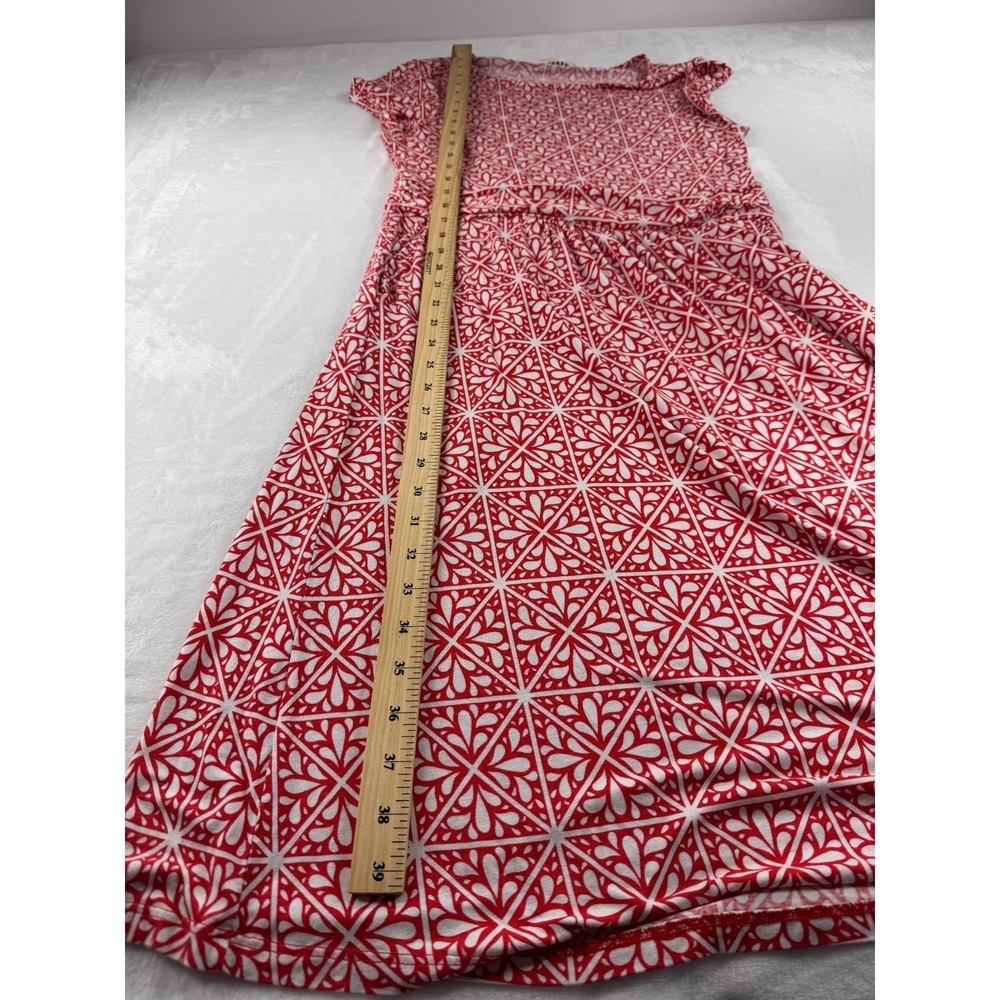 Boden Amelie Print Fit Flare Jersey Dress Women's 10R Red Casual Short Sleeve - Picture 5 of 8